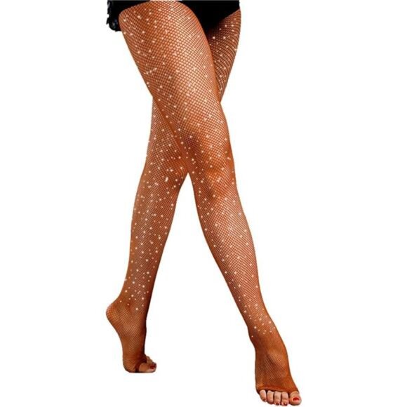 Sexy Back Seam Pantyhose Sparkle Rhinestone Fishnets Tights for Women - Picture 1 of 4